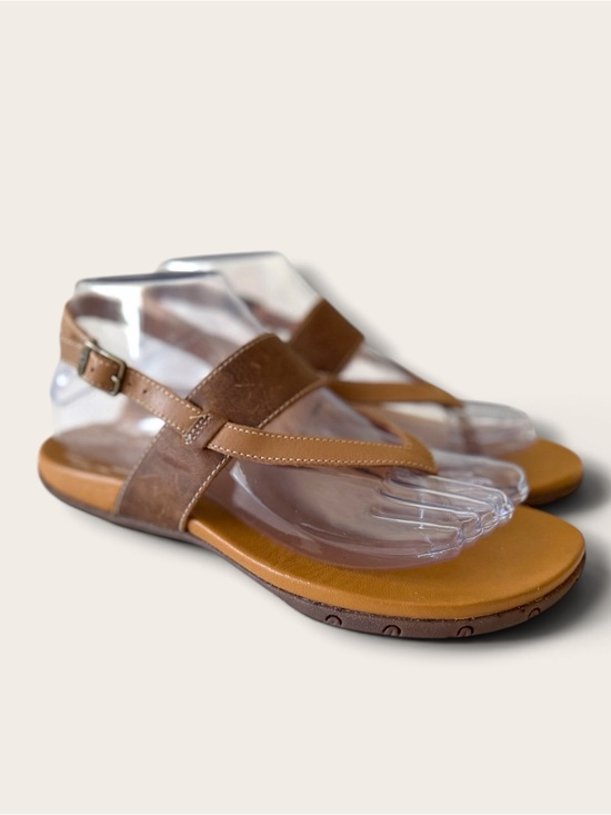 Chaco Shoes - Chaco Women's Tan and Brown Leather T-Strap Sandals